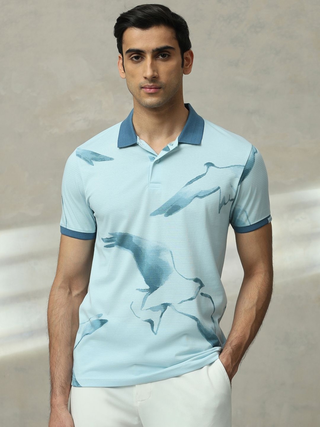 

Mufti Men Graphic Printed Polo Collar Slim Fit T-shirt, Sea green