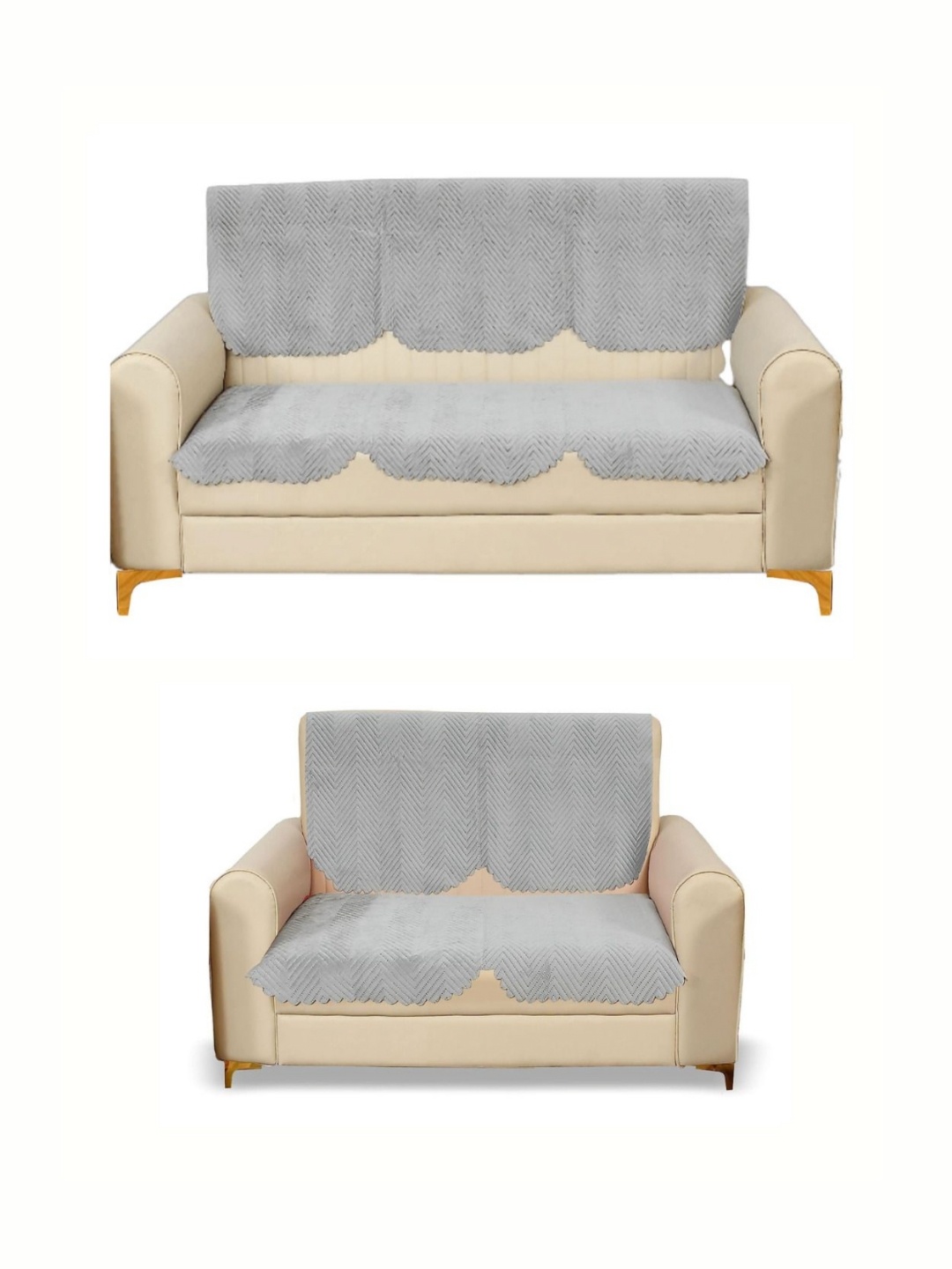 

Fashion Throw Grey Velvet 4 Piece Sofa Cover