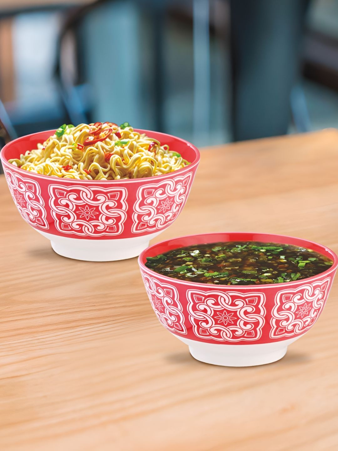 

Nayasa Deluxe Set of 2 Orange Melamine Serving Noodle Bowls - 750 ML