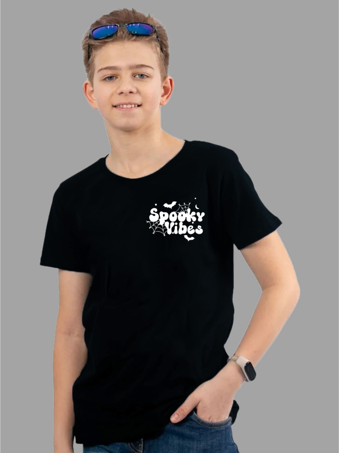 

Uniplanet store Boys Regular Fit Graphic Printed Round Neck Cotton T-shirt, Black