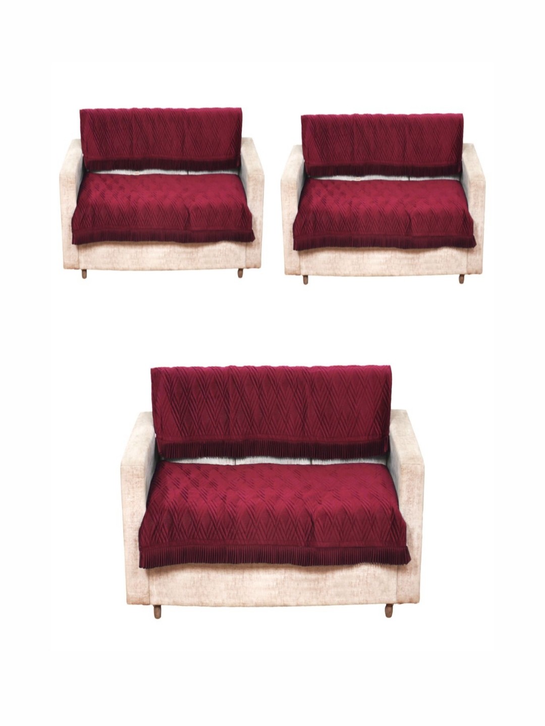 

Fashion Throw Maroon 6 Pieces Velvet Sofa Cover