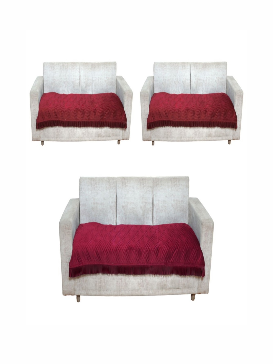 

Fashion Throw Maroon 3 Pieces Velvet 7 Seater Sofa Covers