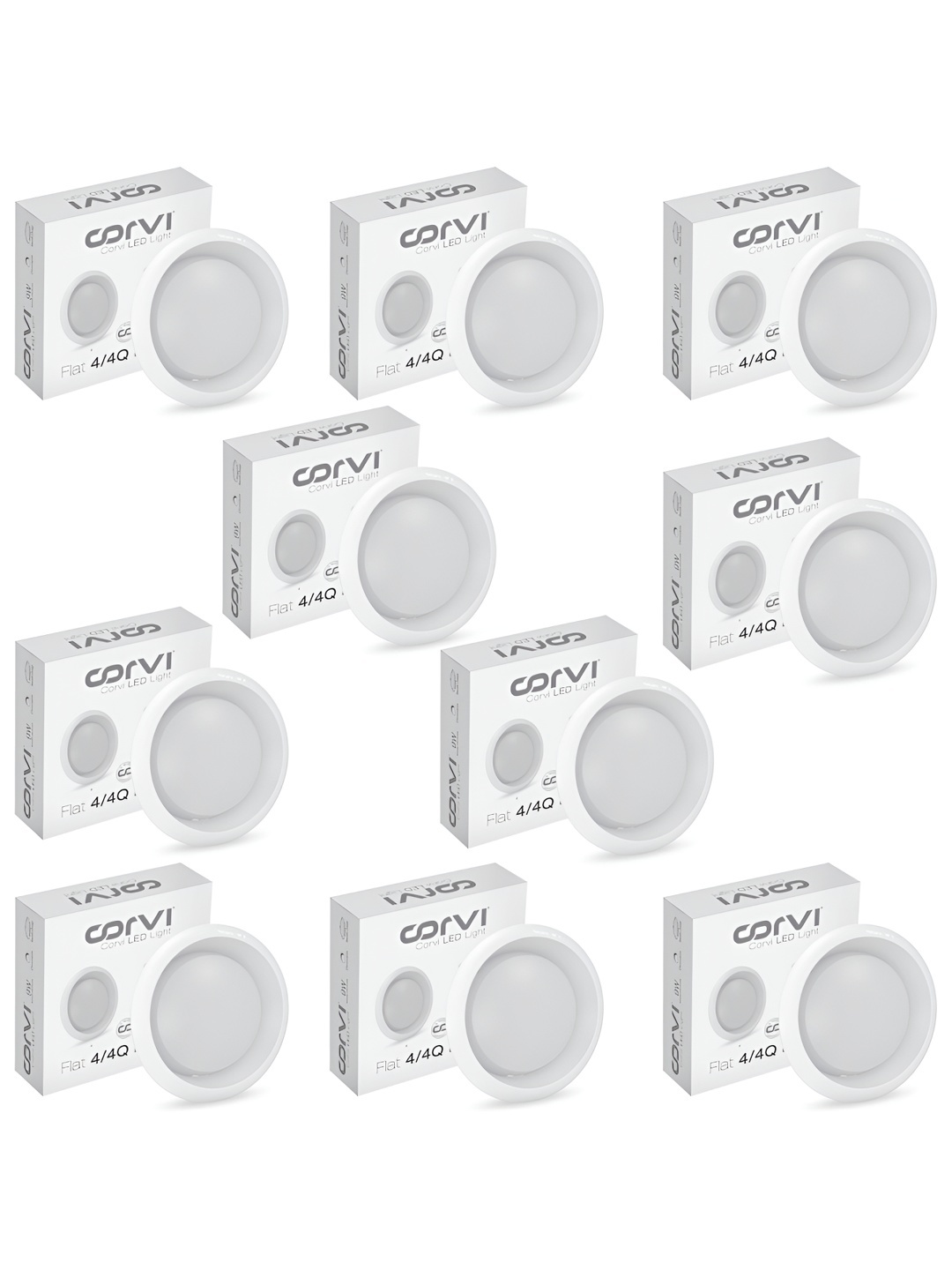 

CORVI White 10 Pieces Flat 4 Round 6W Ceiling Panel Light Slim 5700K Light Bulbs