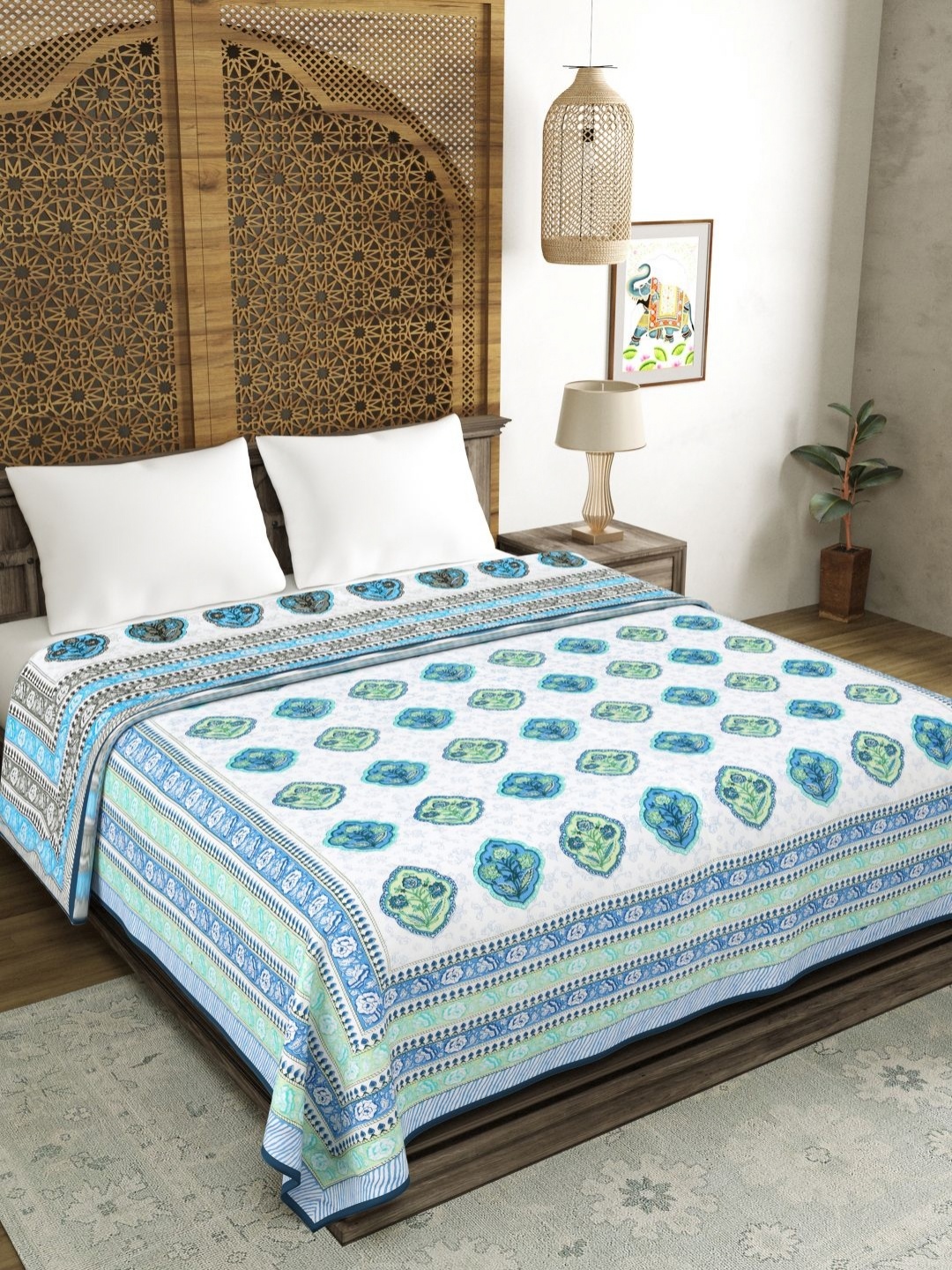 

Myntra Elegant Homes Blue & White Ethnic Motifs AC Room Cotton 150 GSM Double Bed Dohar