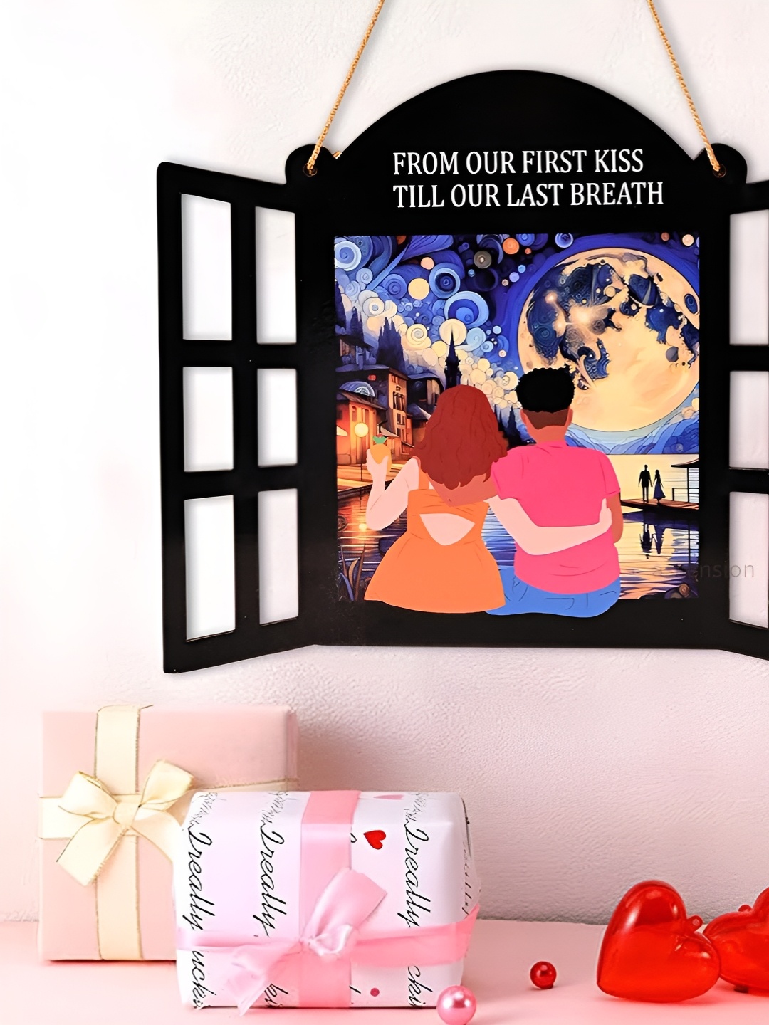 

Ascension Black & Pink Valentine Printed Wooden Wall Hanging