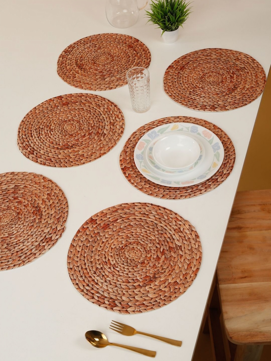 

HOSTA HOMES Brown 6Pc Printed Pure Cotton Table Placemats