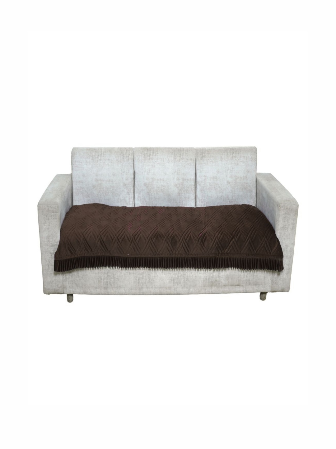 

Fashion Throw Coffee Brown Self Design 3-Seater Velvet Sofa Cover