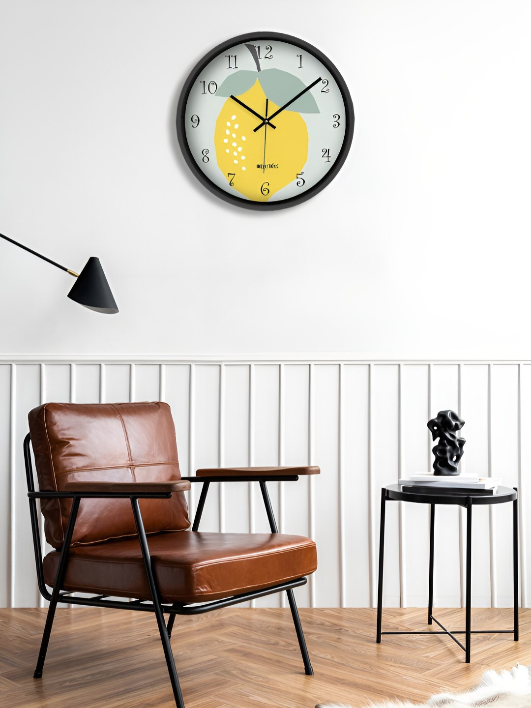

OLIVE TREE Black & Yellow Printed Round Shaped Contemporary Wall Clock