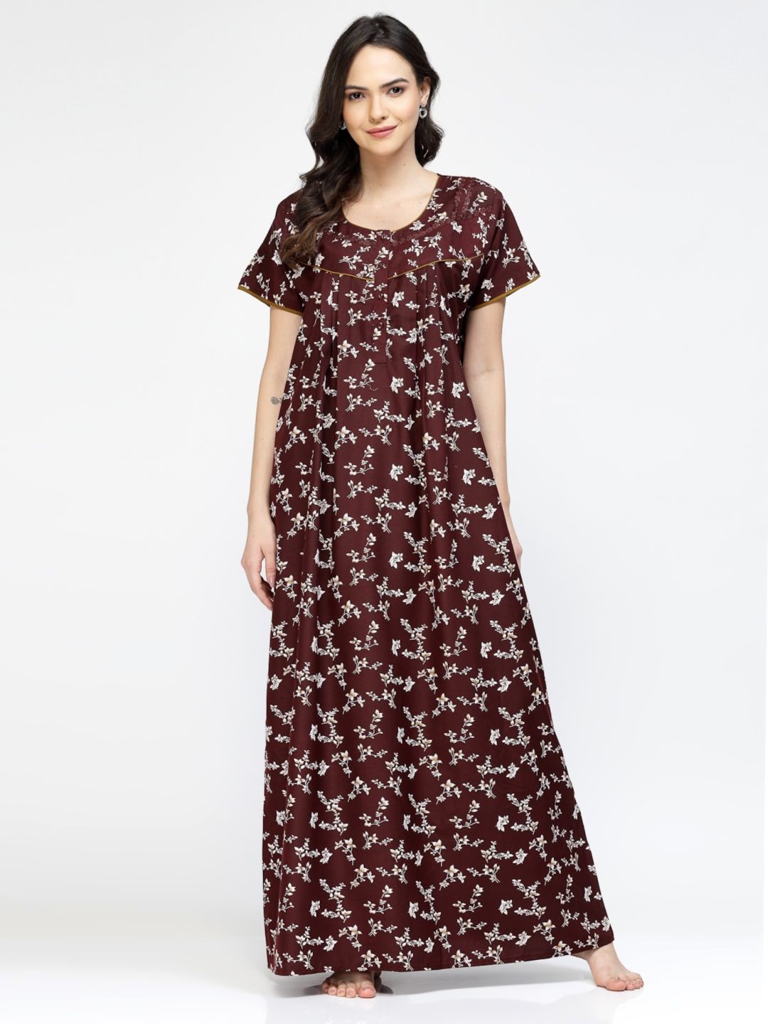 

Sweet Dreams Printed Maxi Nightdress, Coffee brown