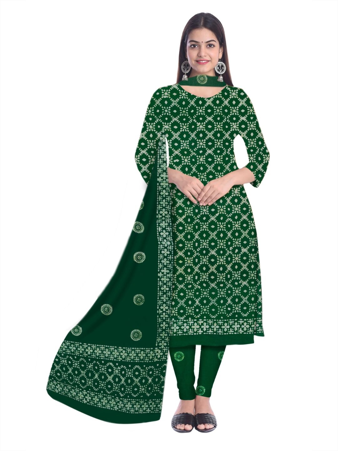 

Farooq Dyeing Floral Printed Pure Cotton Unstitched Dress Material, Green