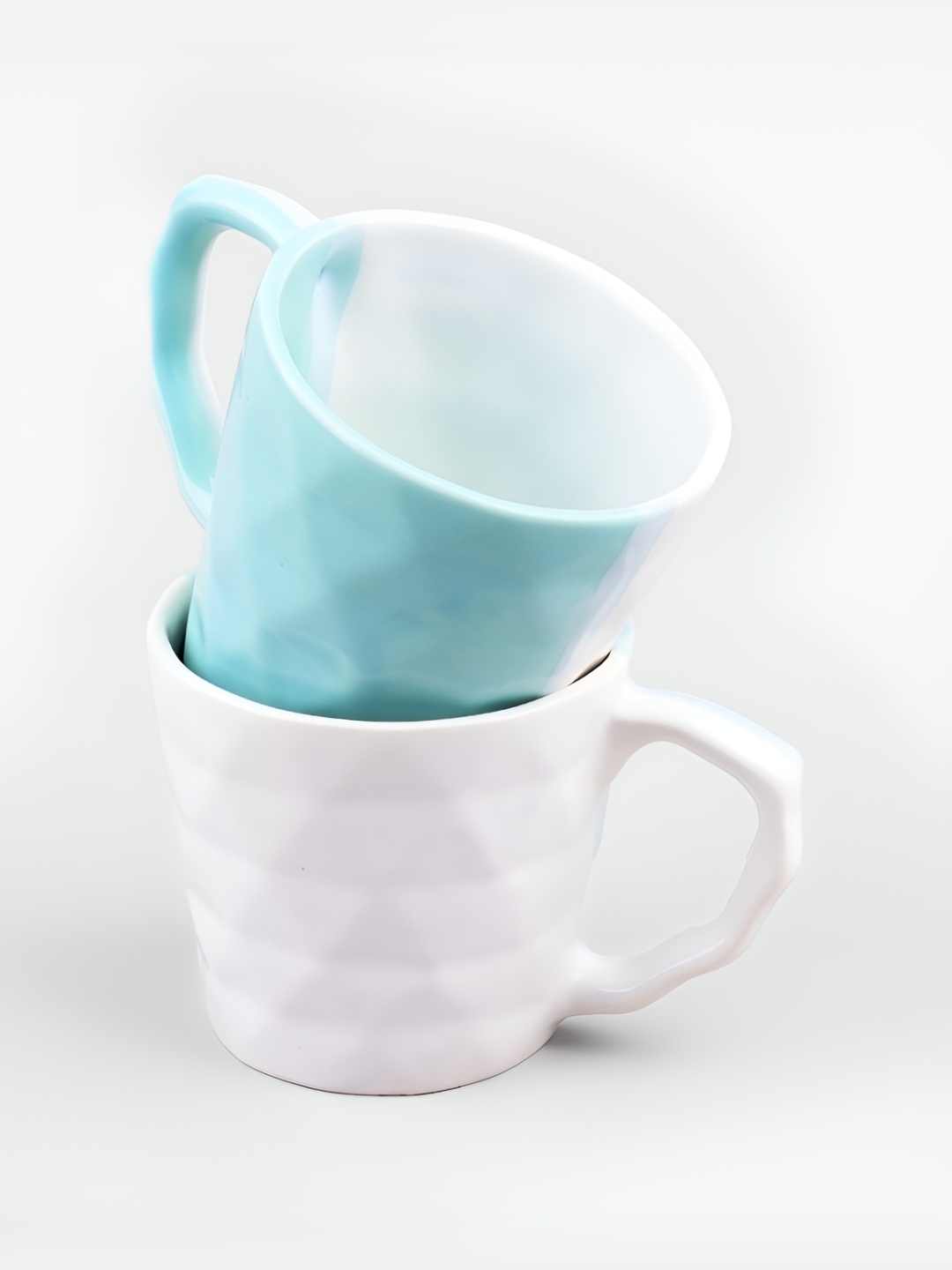 

Storepedia White & Blue Textured Ceramic Glossy Cups Set of Cups and Mugs