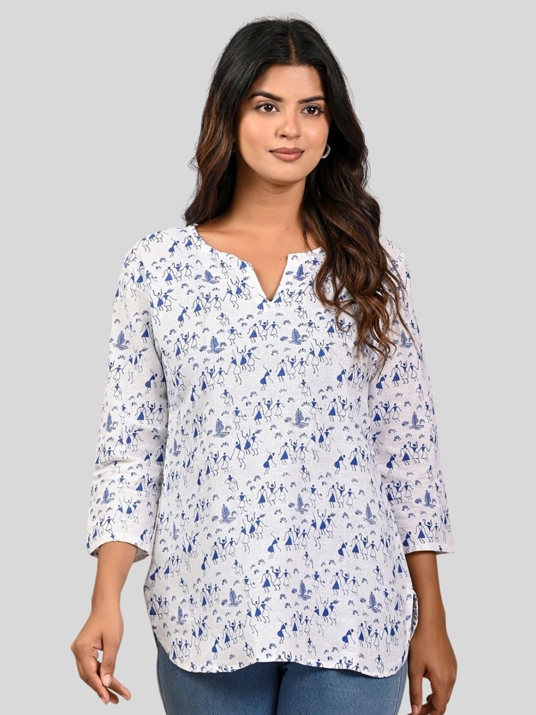 

GiftyBasket Printed Cotton Top, Blue
