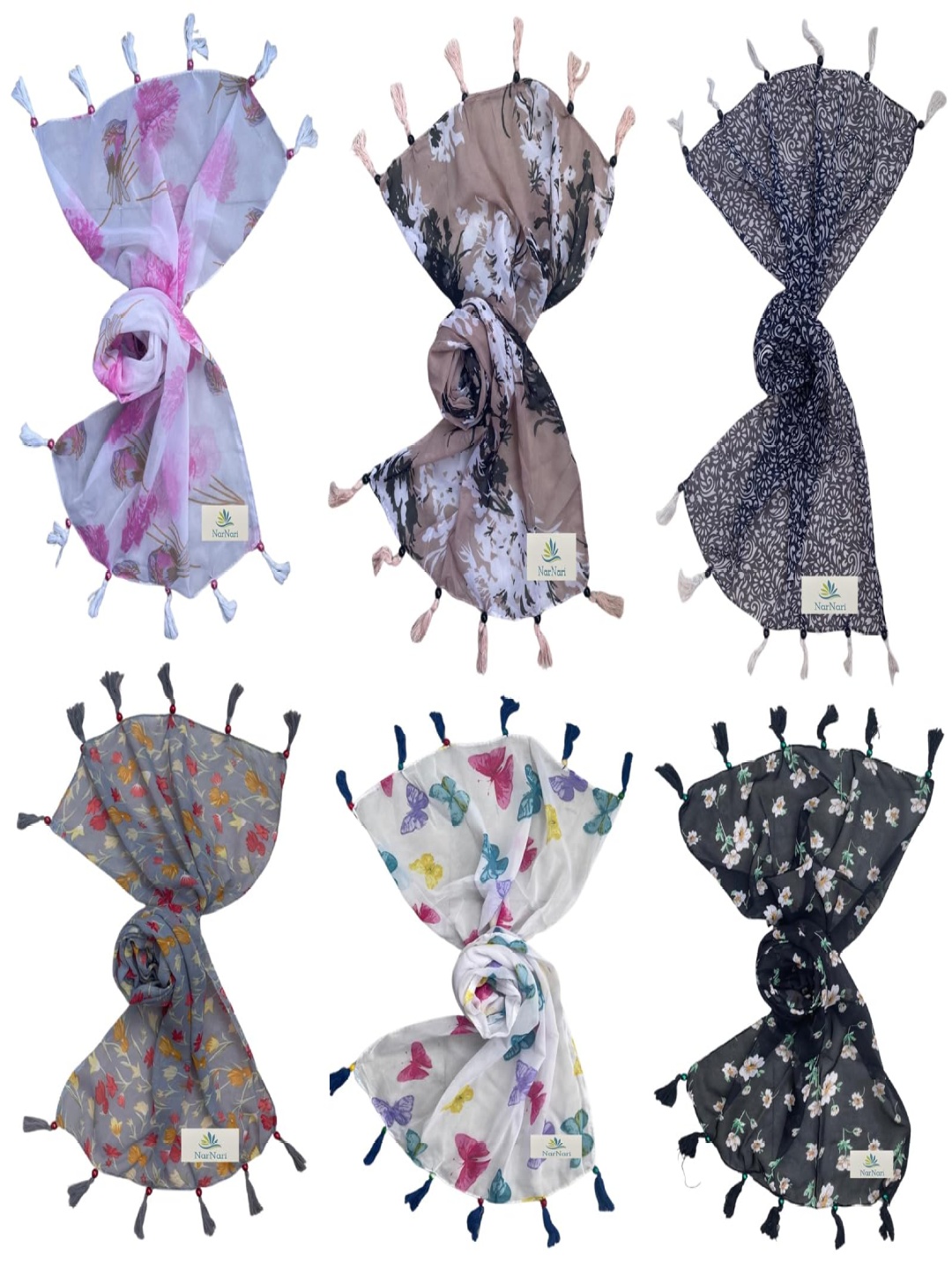 

NarNari Women Printed Scarf, Navy blue
