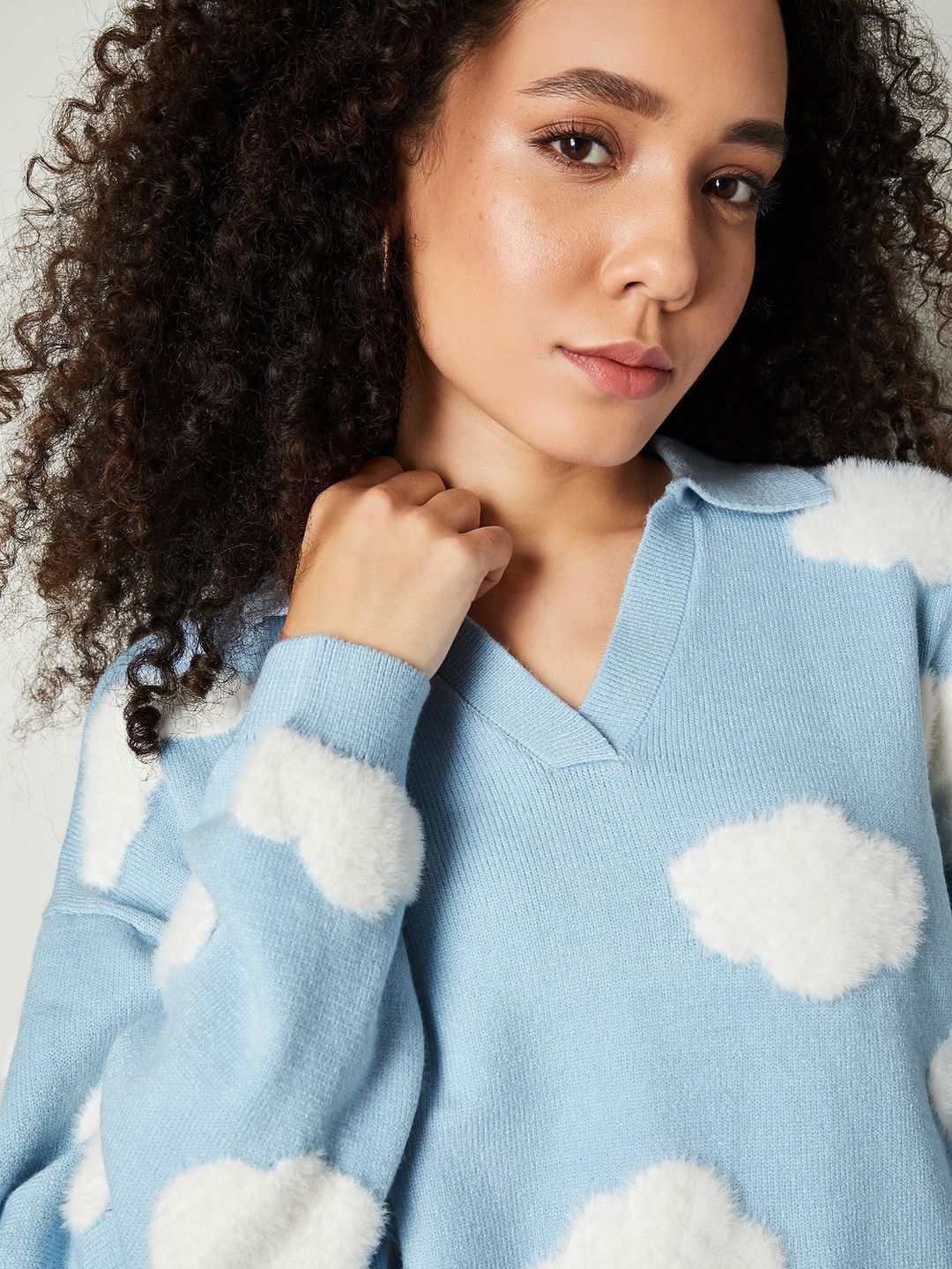 

max Women Printed Pullover, Blue