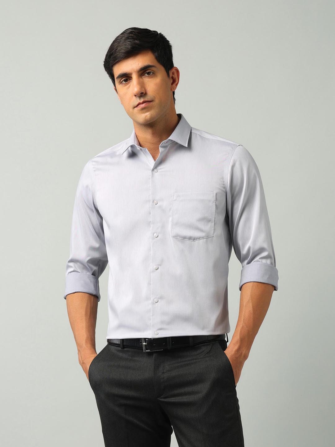 

Arrow Men Classic Slim Fit Spread Collar Textured Cotton Formal Shirt, Blue