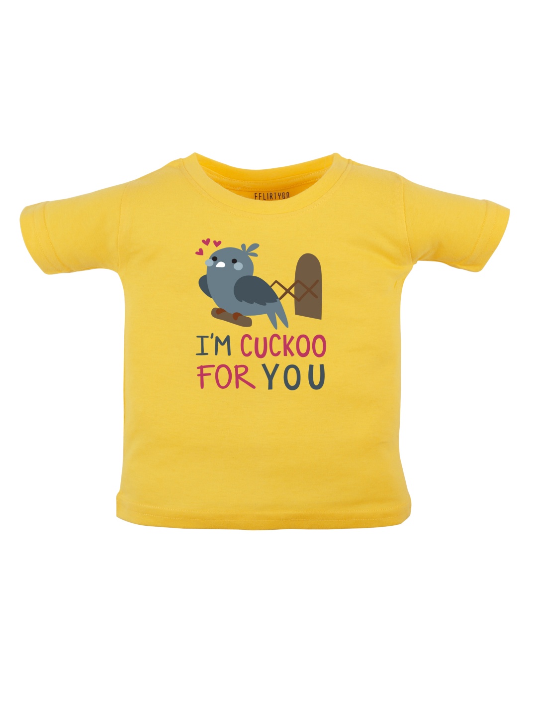 

FFLIRTYGO Unisex Kids Typography Printed Round Neck Cotton T-shirt, Yellow