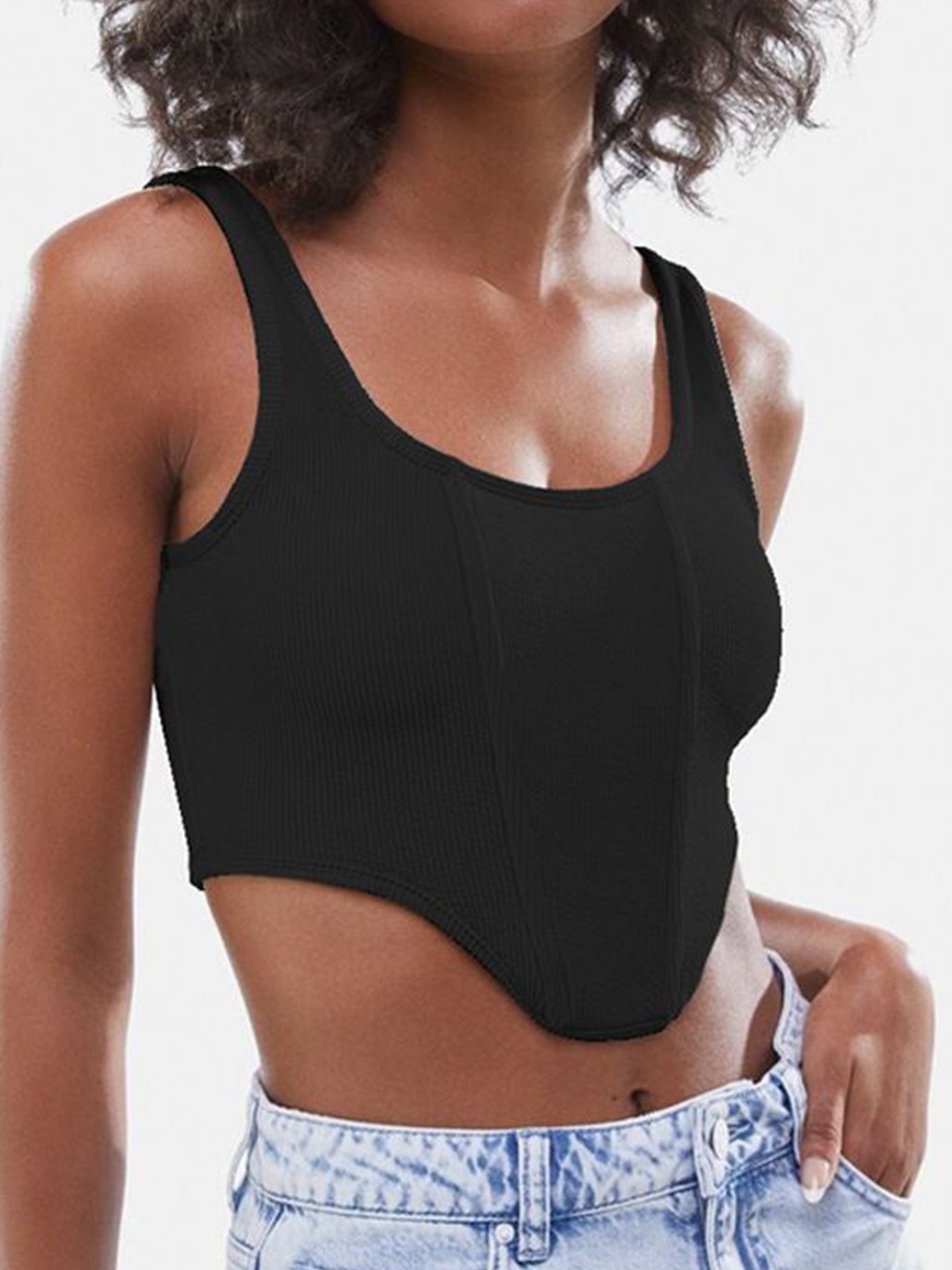 

StyleCast x Revolte Cotton High-Low Crop Top, Black