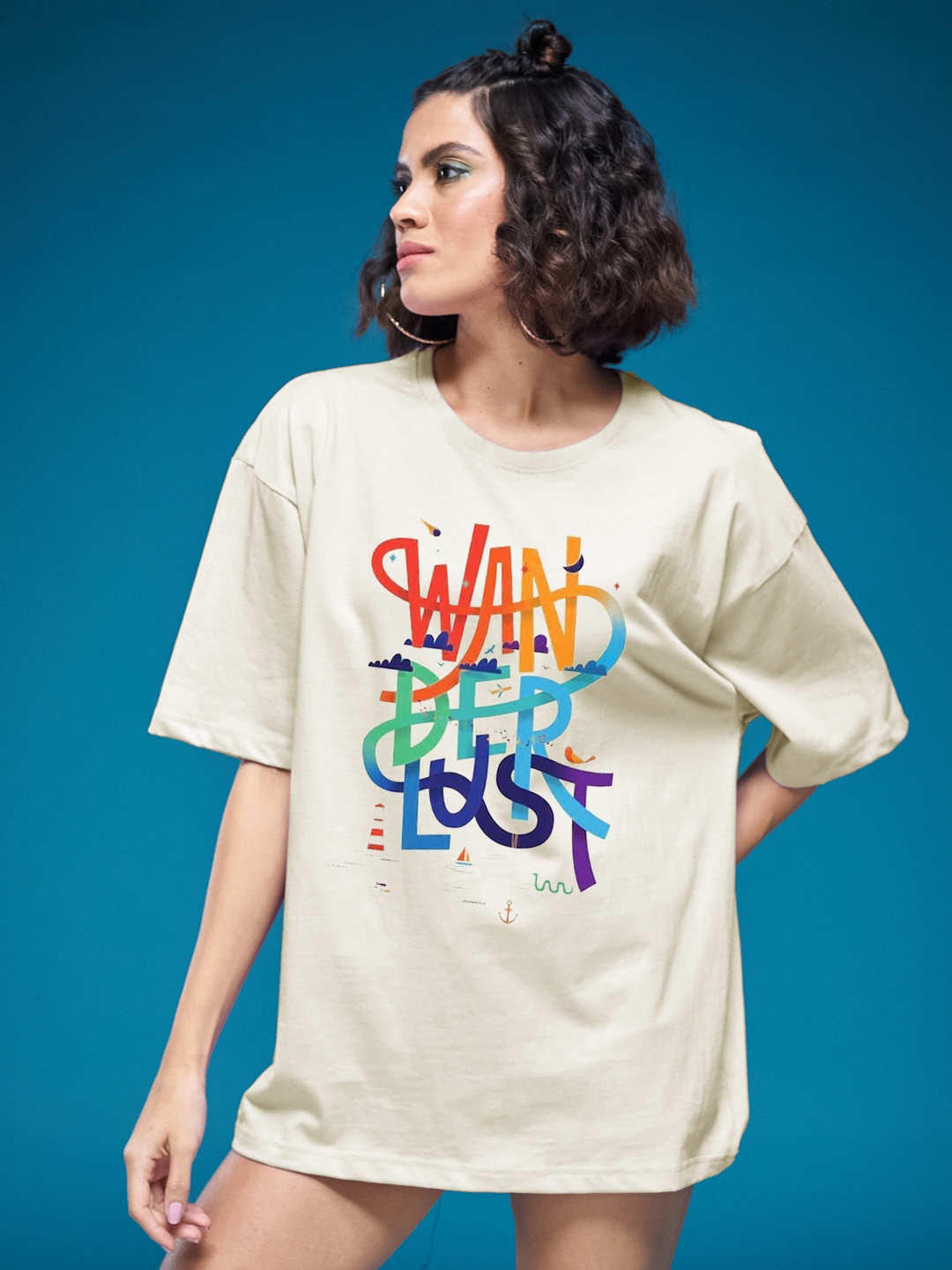 

SMARTEES Women Printed Applique T-shirt, Beige