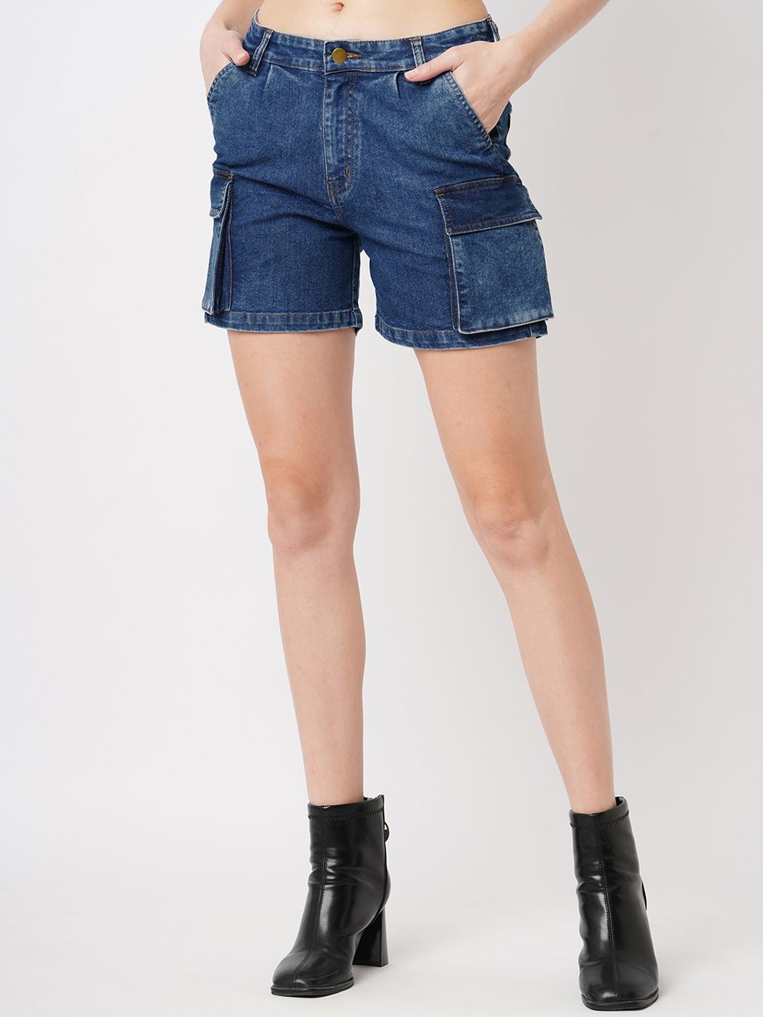 

BAESD Women Cargo Denim Shorts, Blue