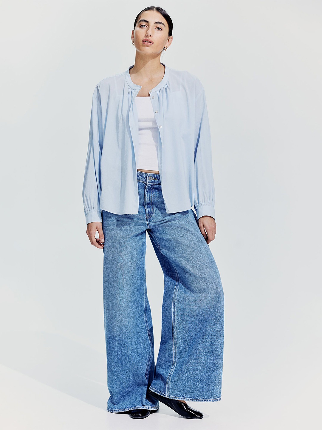 

H&M Balloon-Sleeved Blouse, Blue