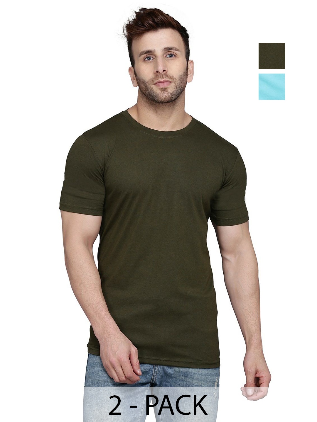 

WOOSTRO Men 2 Slim Fit T-shirt, Sea green
