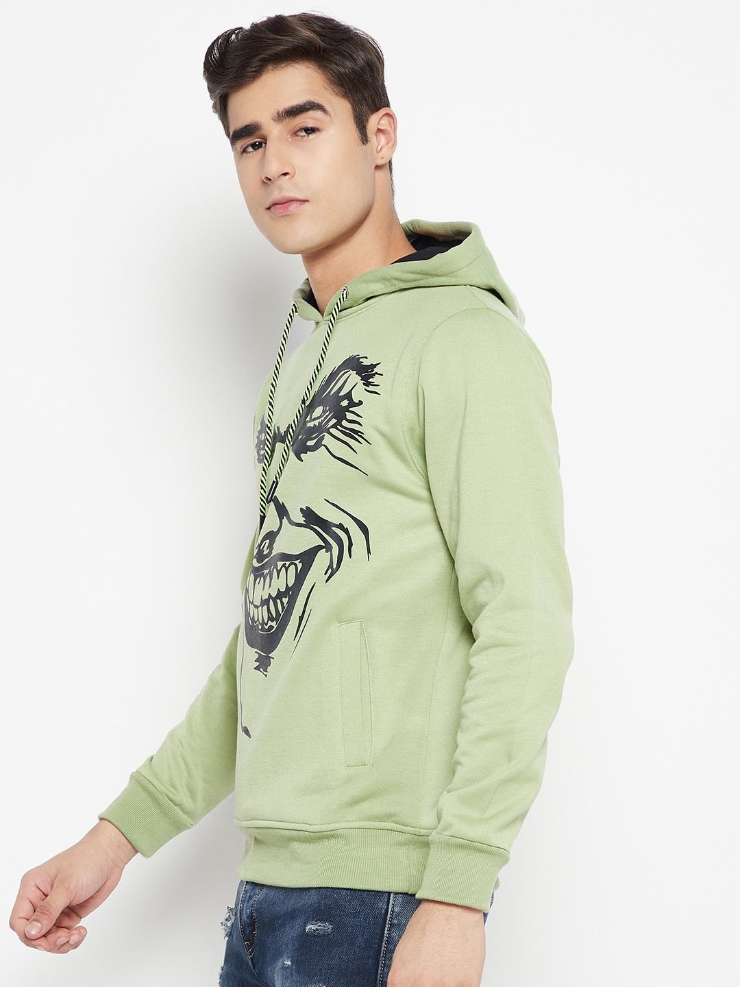 

LYCOS Men Graphic Printed Hooded Sweatshirt, Sea green