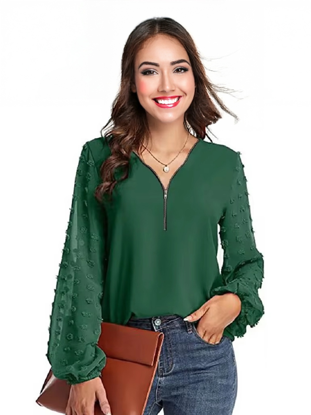 

StyleCast Women V-Neck Regular Top, Green