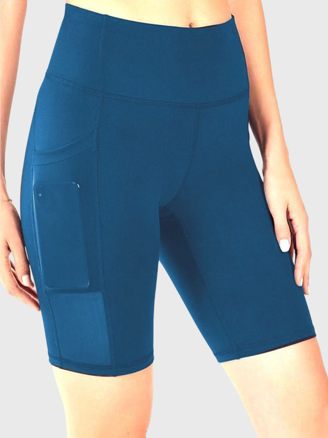 

Flingr Women Skinny Fit High-Rise Sports Shorts, Blue
