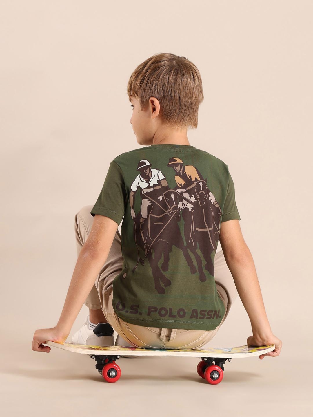 

U.S. Polo Assn. Kids Boys Brand Logo Printed T-shirt, Green