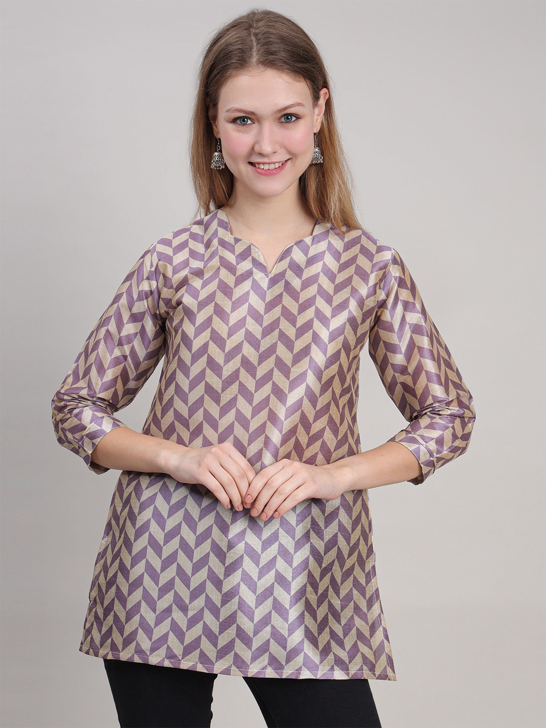 

STUNICS Women Printed Tunic, Purple