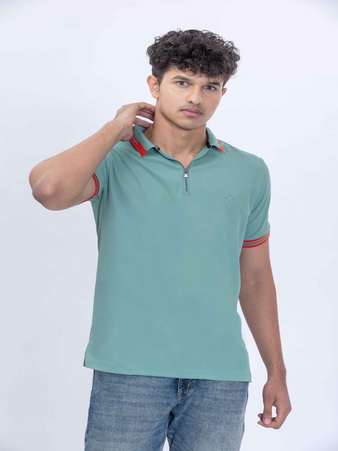 

HOUSE OF RS Men Solid Polo Collar T-shirt, Sea green