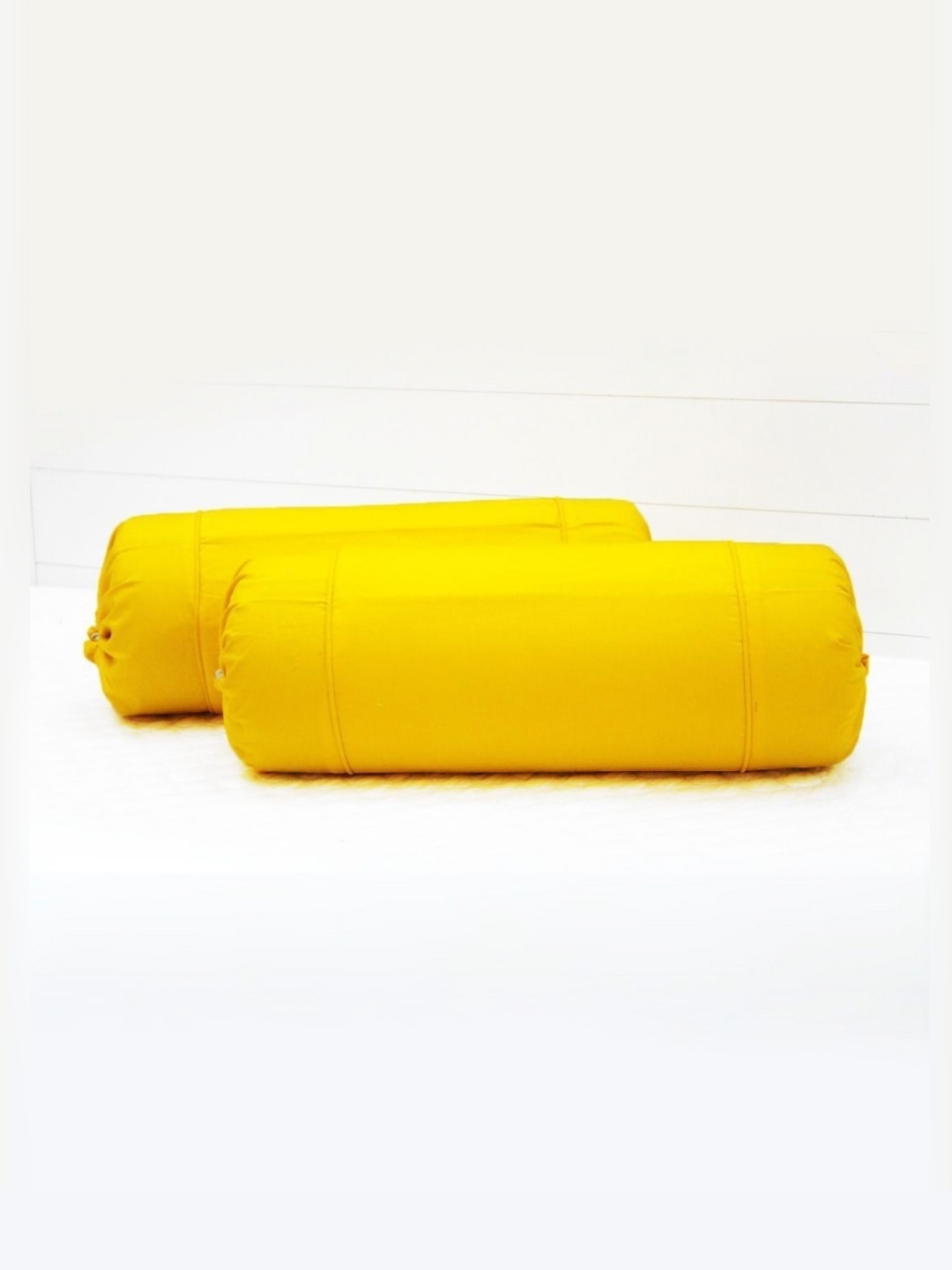 

Aurave Yellow 2 Pieces Cotton 210 TC Bolster Covers
