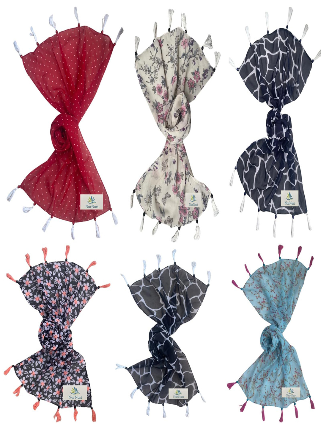 

NarNari Women Printed Scarf, Blue