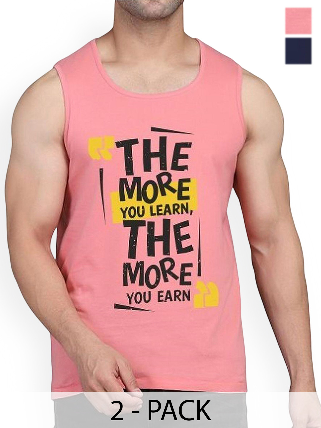 

WOOSTRO 2-Pcs Printed Cotton Innerwear Vests RS26 CMB (MORE PEACH) (98 NAVY)