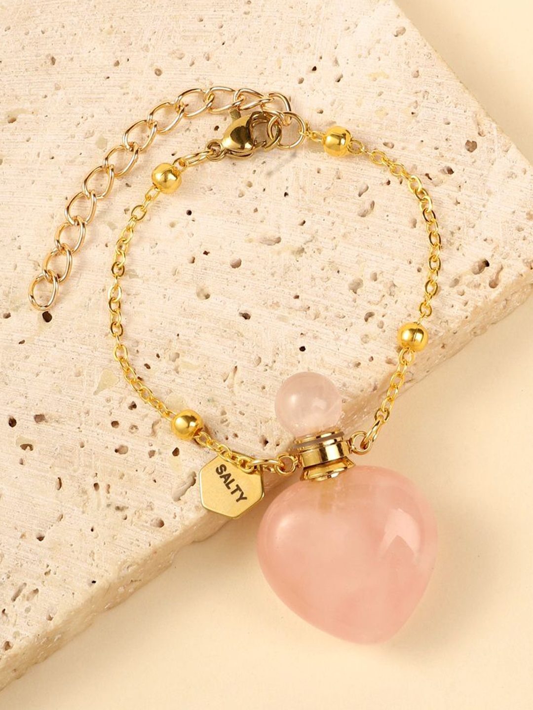 

SALTY Women Quartz Perfume Bottle Charm Bracelet, Gold