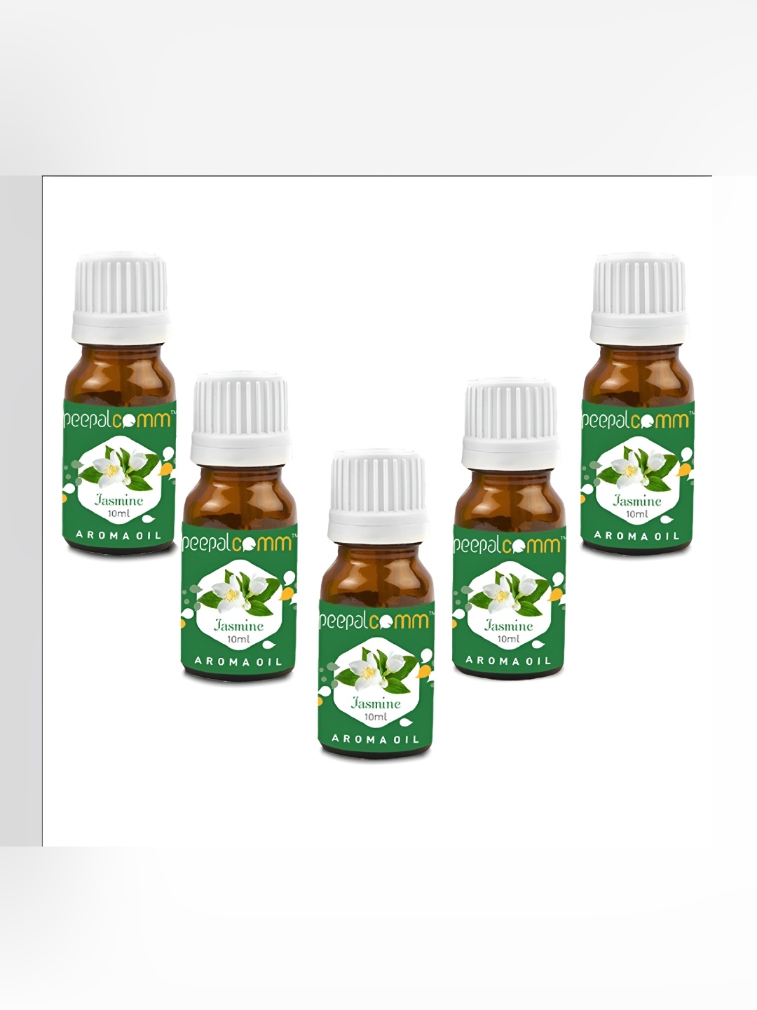 

PEEPALCOMM Green & White 5 Pieces Jasmine Fragrance Essential Oil - 10 ml