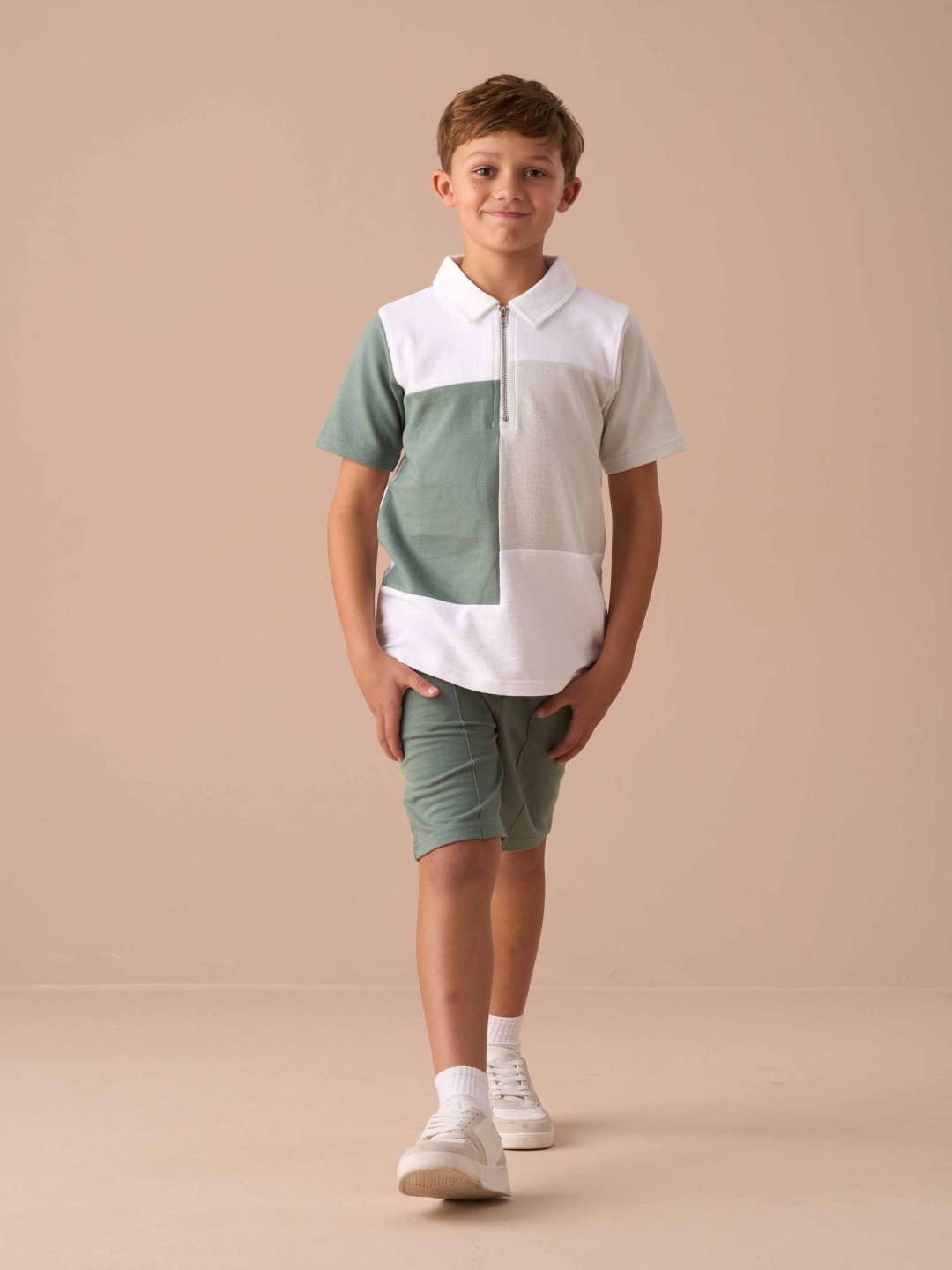 

Angel & Rocket Kane Textured Colour Block Polo, White