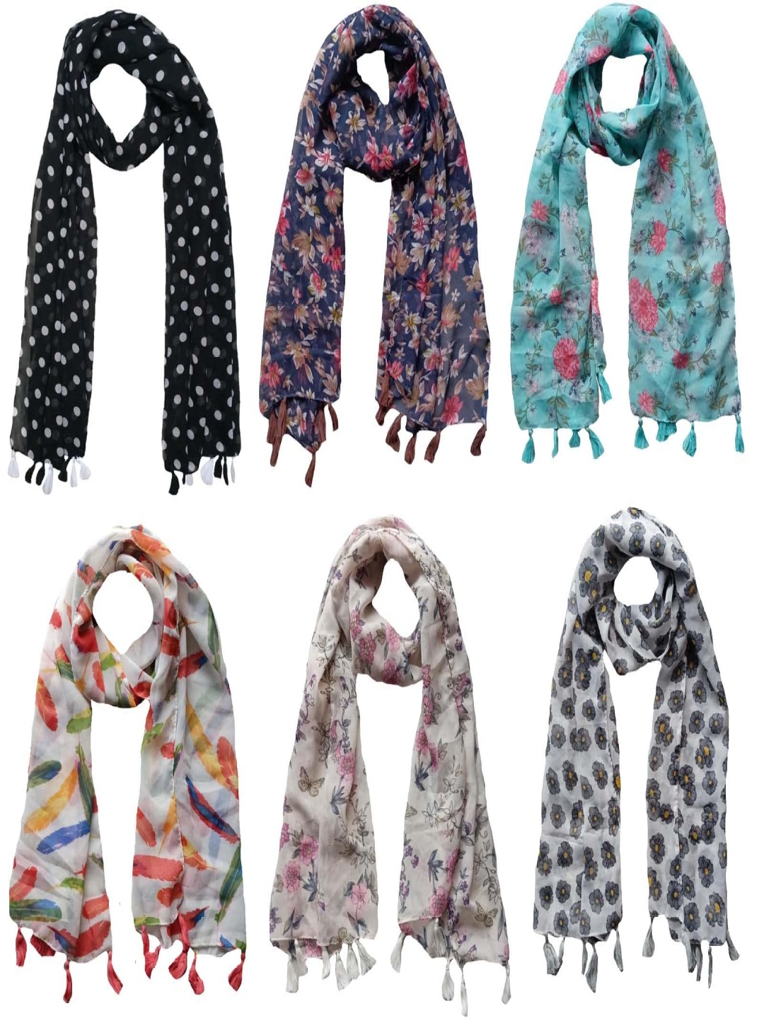 

NarNari Women Printed Scarf, Navy blue
