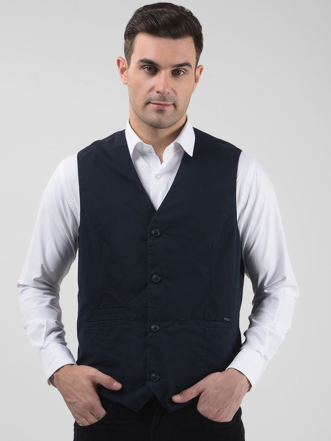 

Numero Uno V Neck Sleeveless Waistcoat, Navy blue