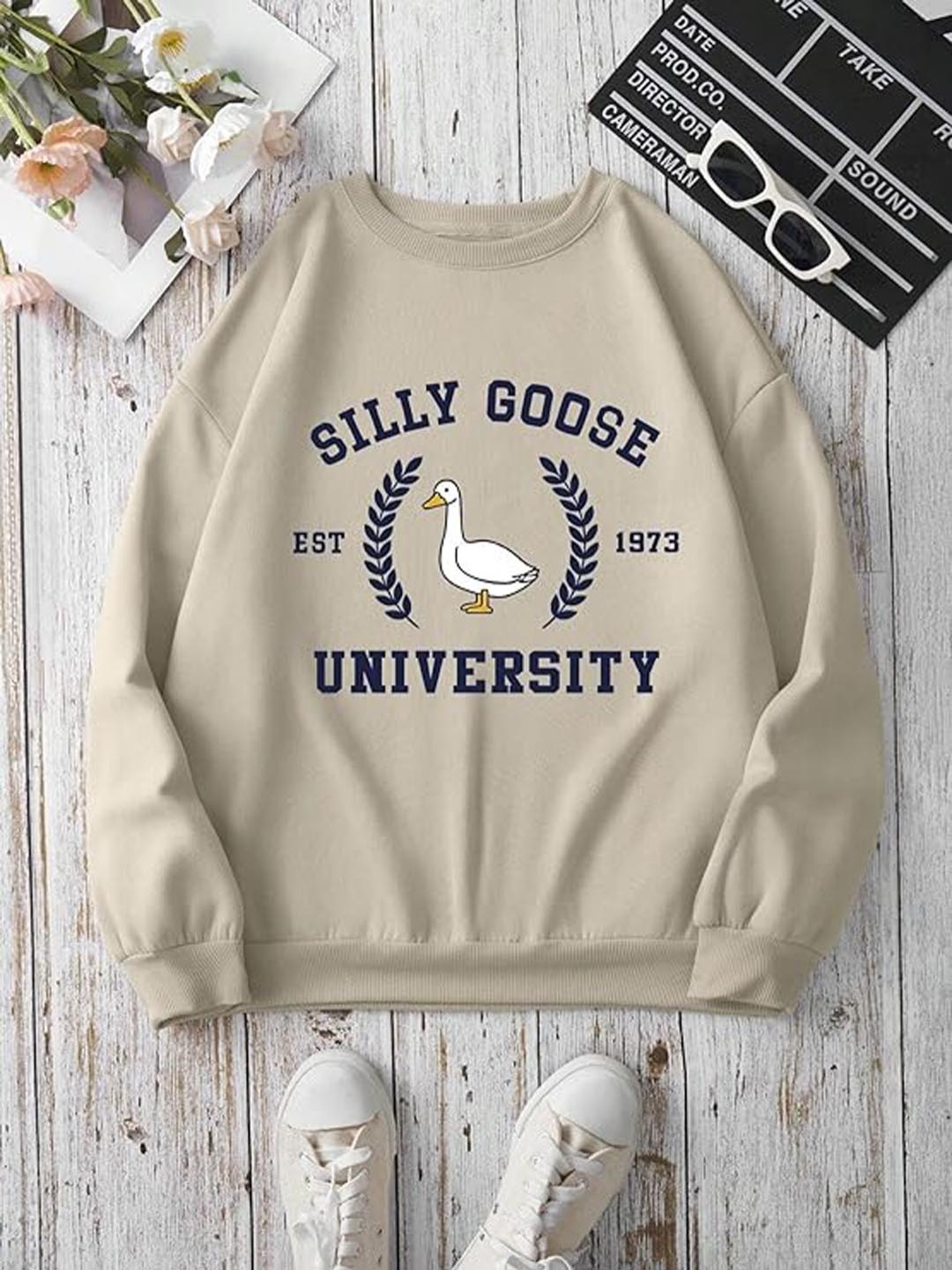 

KASHIAN Women Typography Printed Sweatshirt, Beige