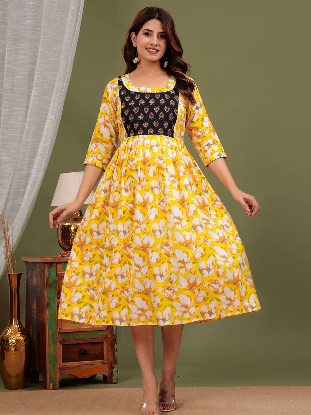 

mad fury Floral Print Maternity Maxi Dress, Yellow