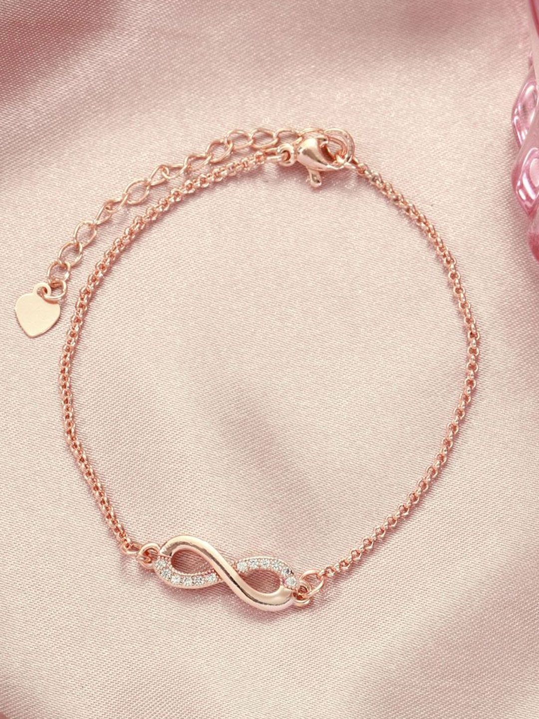 

SALTY Women Stone Studded Forever Linked Infinity Charm Bracelet, Rose gold