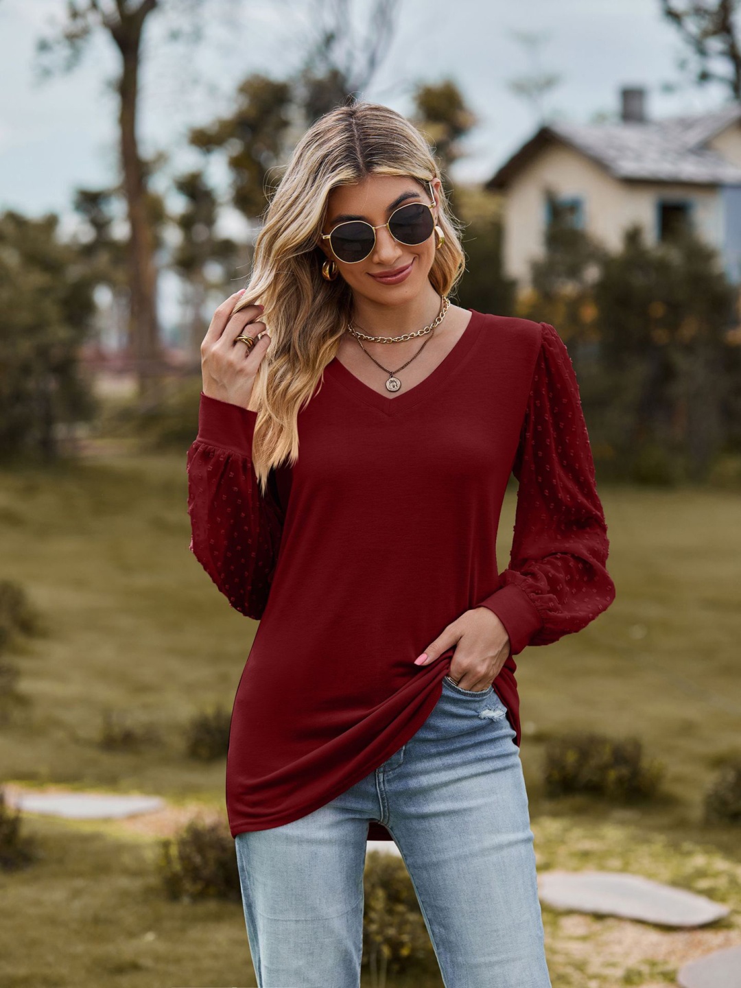 

StyleCast x Revolte Top, Maroon