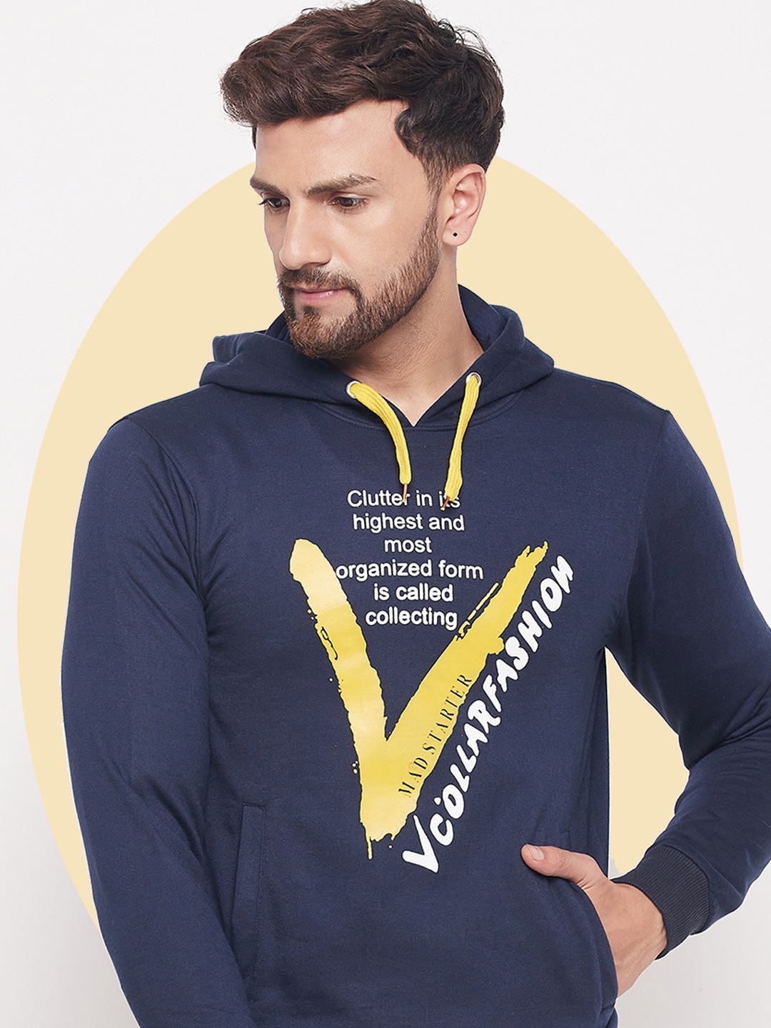 

LYCOS Men Printed Hooded Sweatshirt, Navy blue