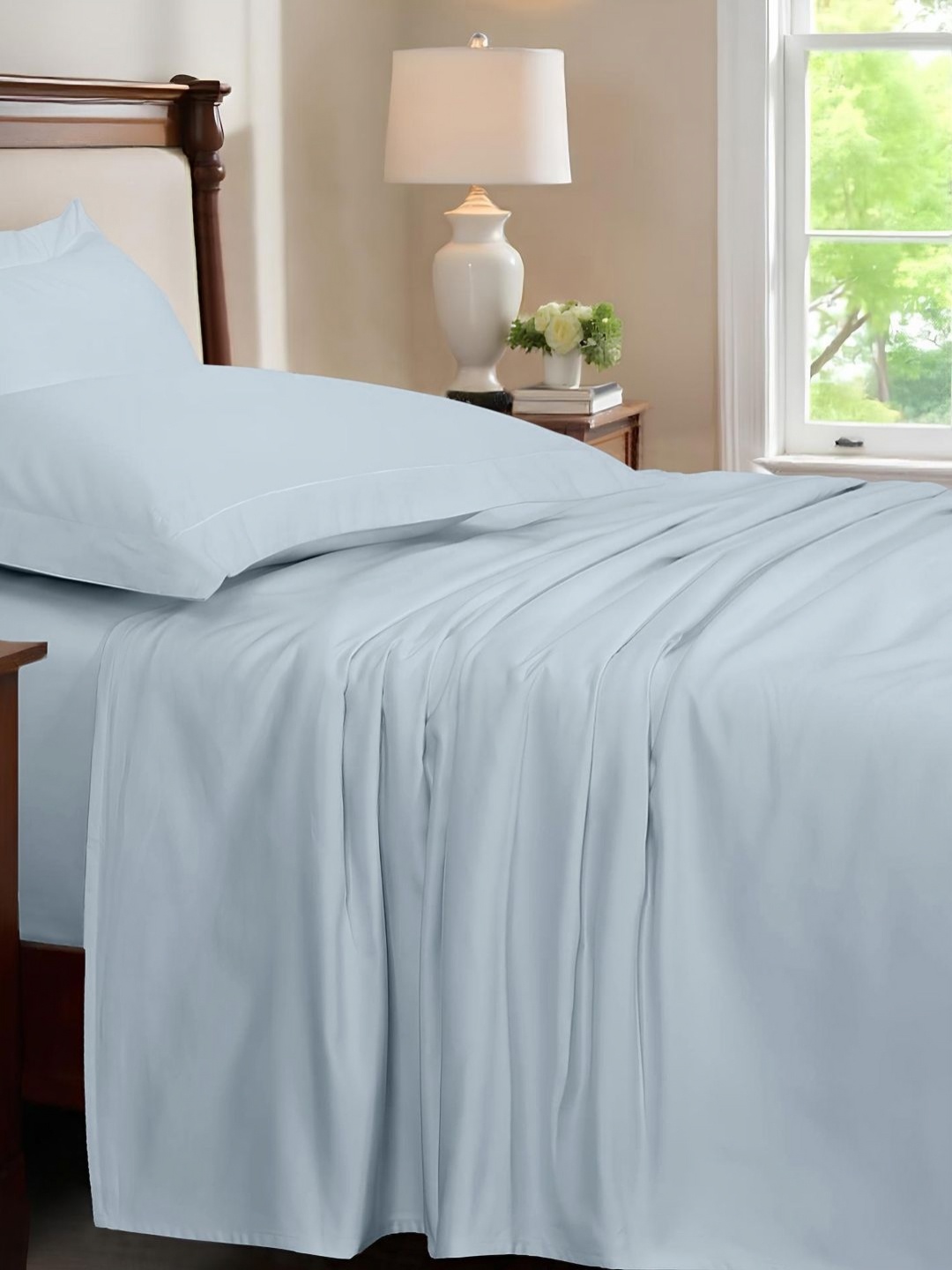 

MASPAR Vintage Collection Blue Pure Cotton 1000 TC Bedsheet With Pillow Case - 2.75mx2.75m