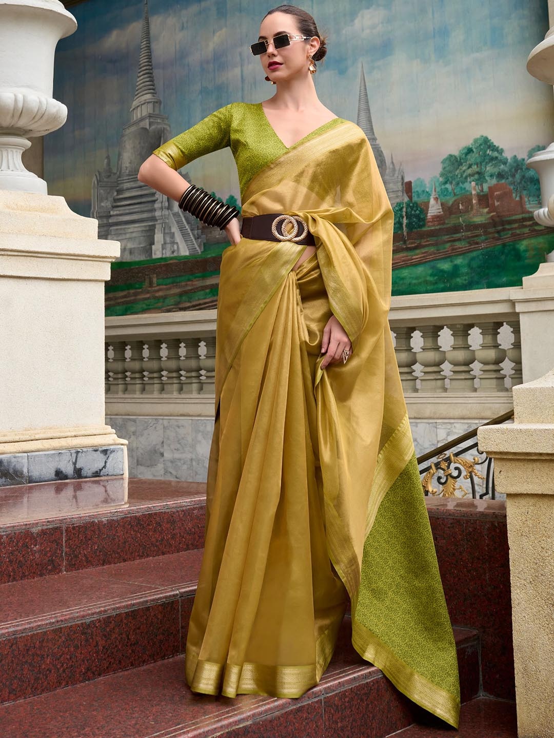 

Panzora Zari Tissue Saree, Mustard