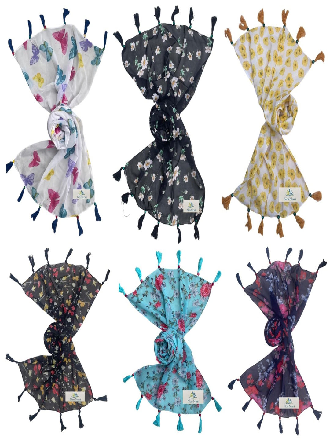 

NarNari Women Printed Scarf, White