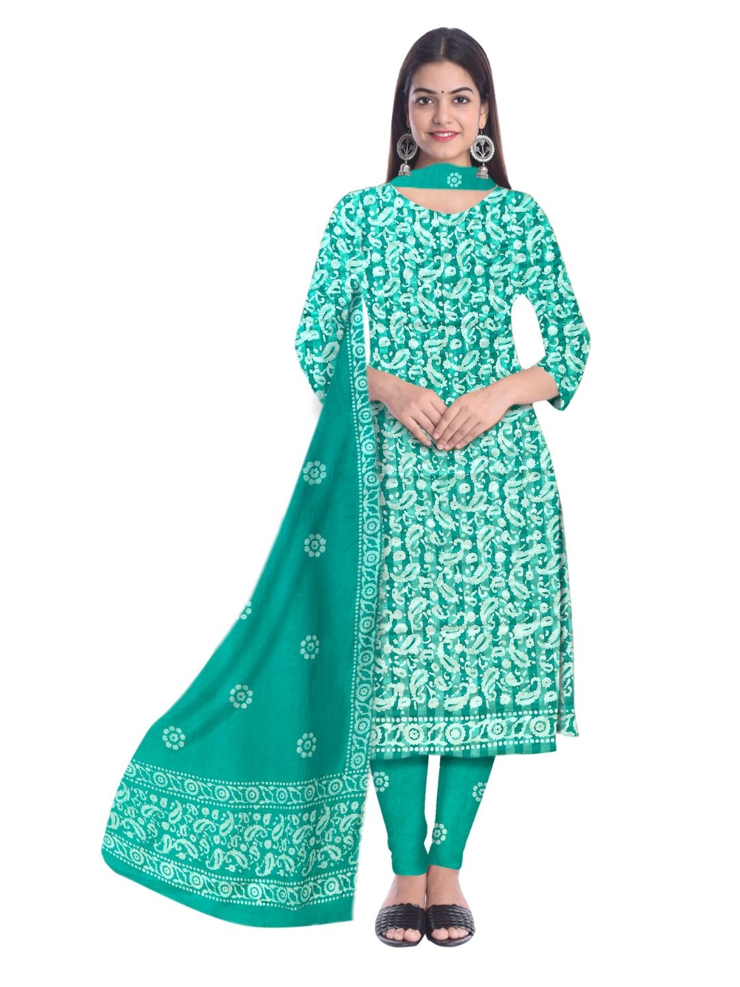 

Farooq Dyeing Paisley Printed Pure Cotton Unstitched Dress Material, Green