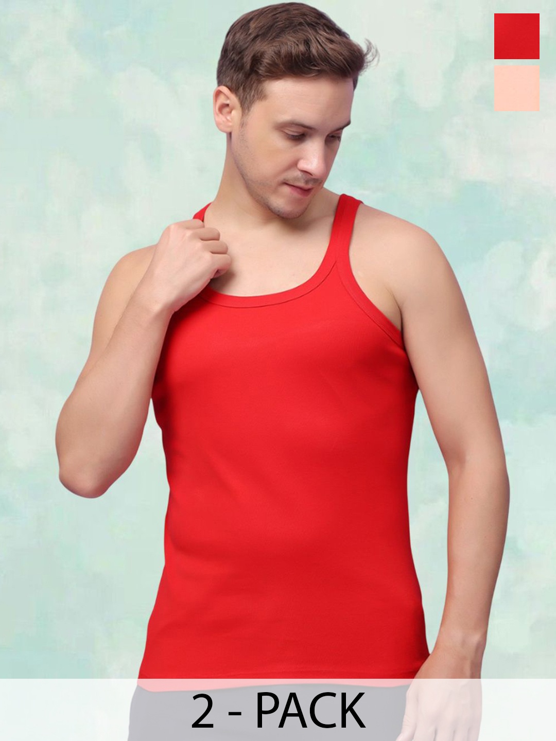 

FBAR Men Pack Of 2 Quick Dry Innerwear Vests, Red