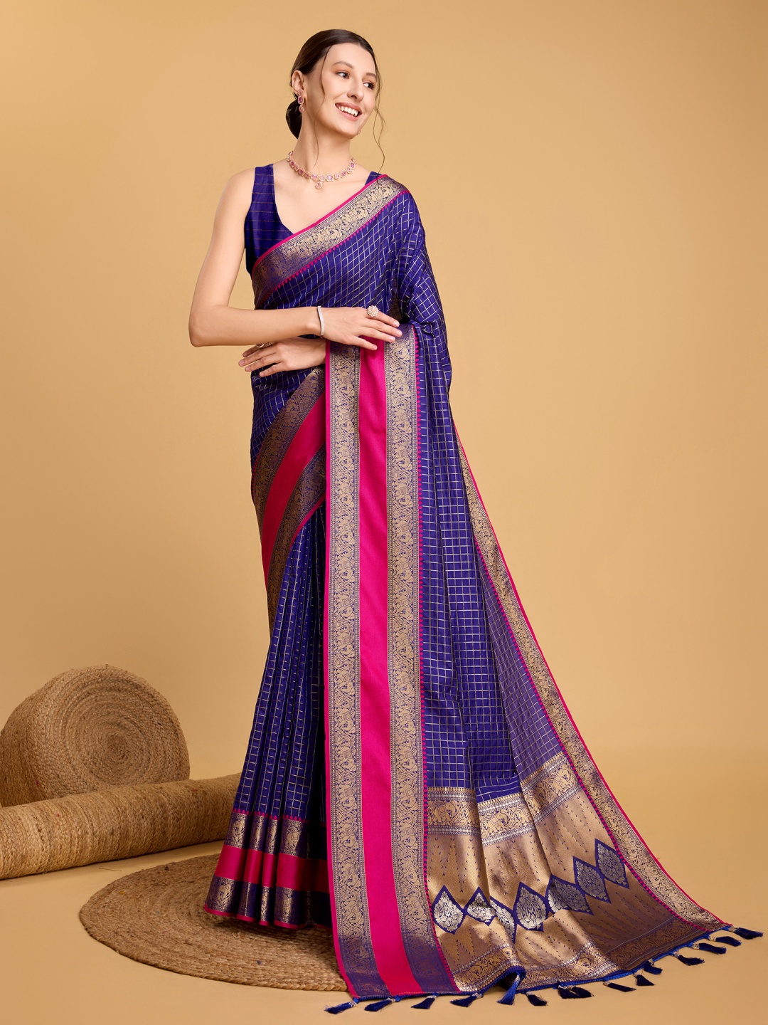 

Munir Woven Design Zari Banarasi Saree, Blue